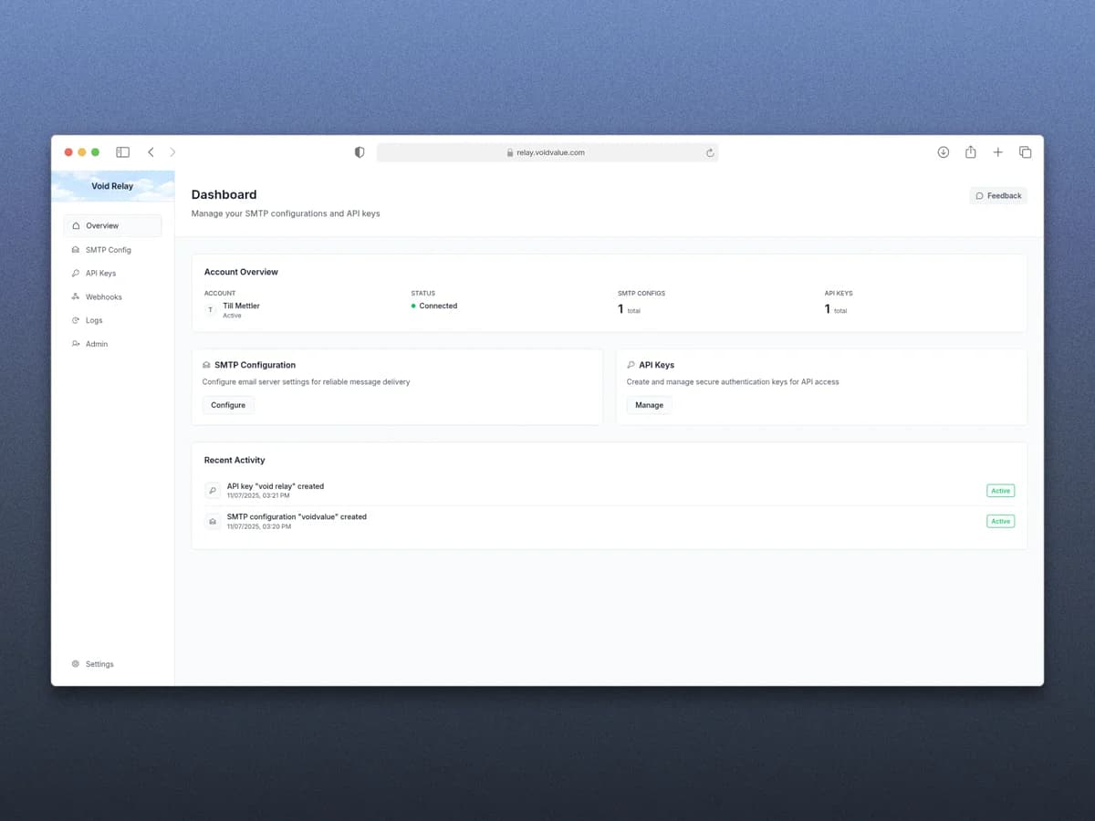 Void Relay - Email Api - Product Image