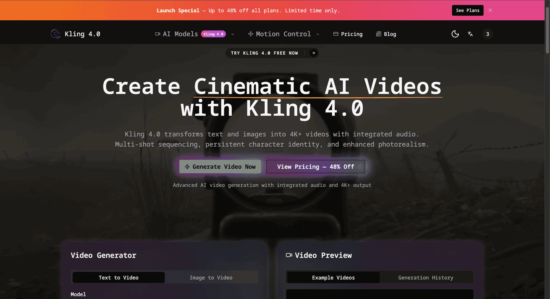 Kling 4.0 AI Video Generator - Product Image