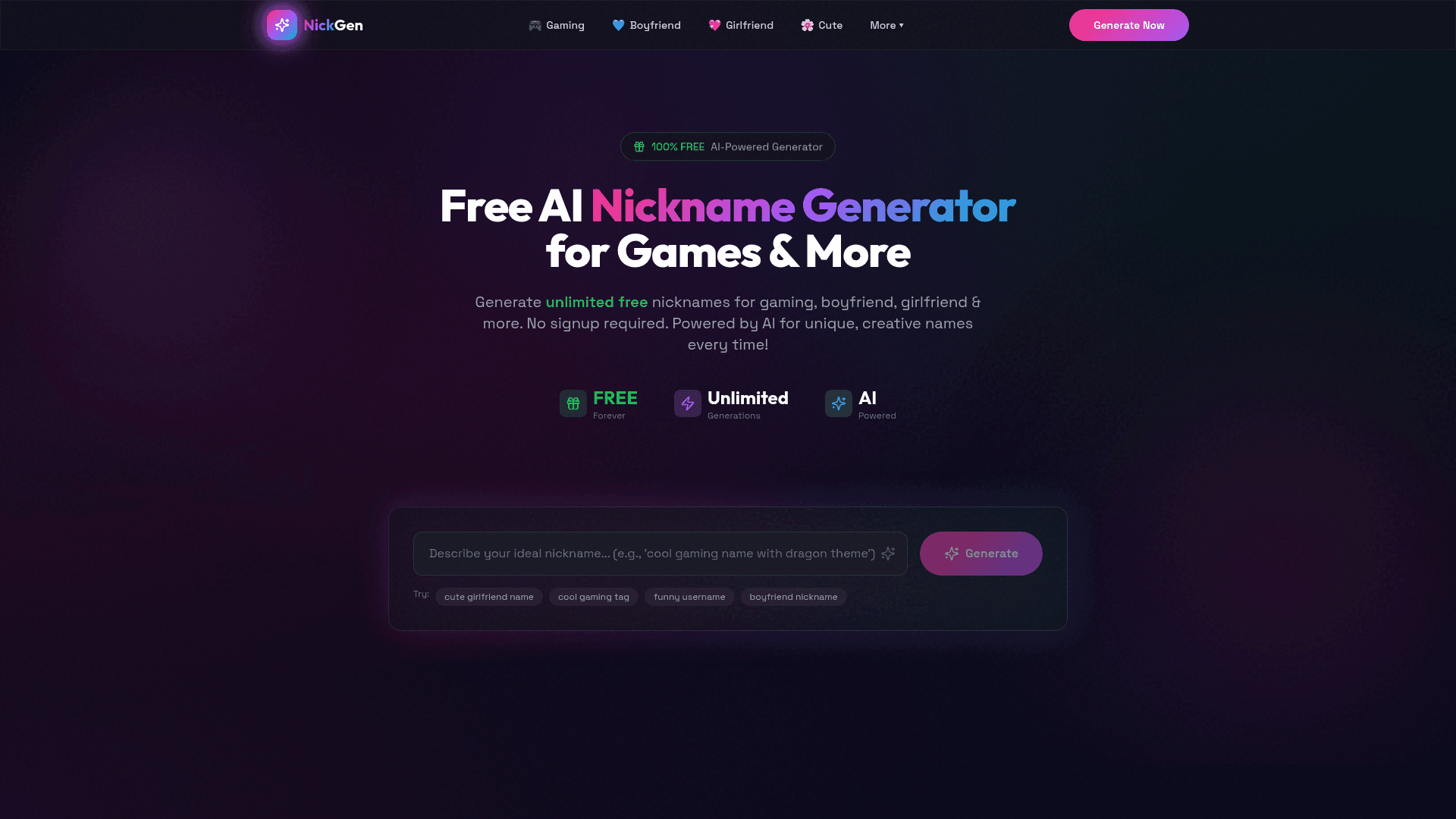 NickGen AI Nickname Generator