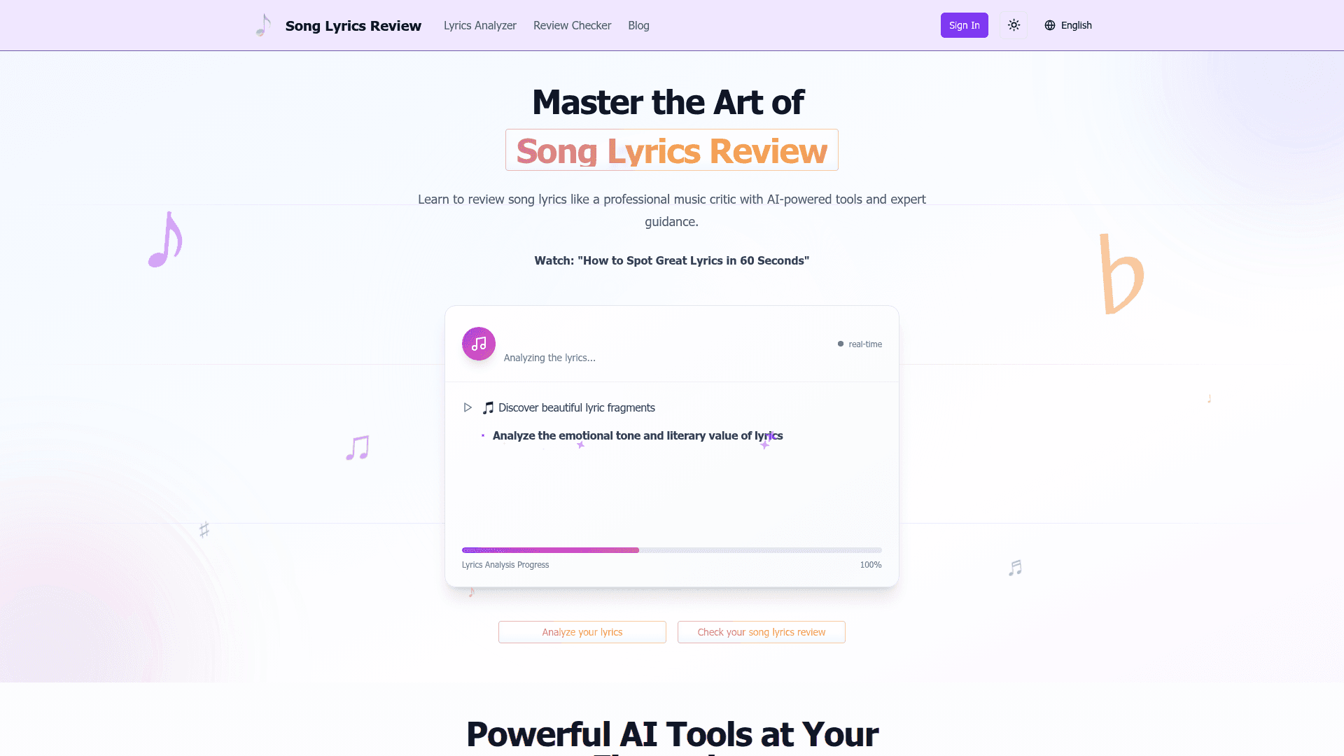 AI Song Lyrics Review & Analysis Platform - Product Image