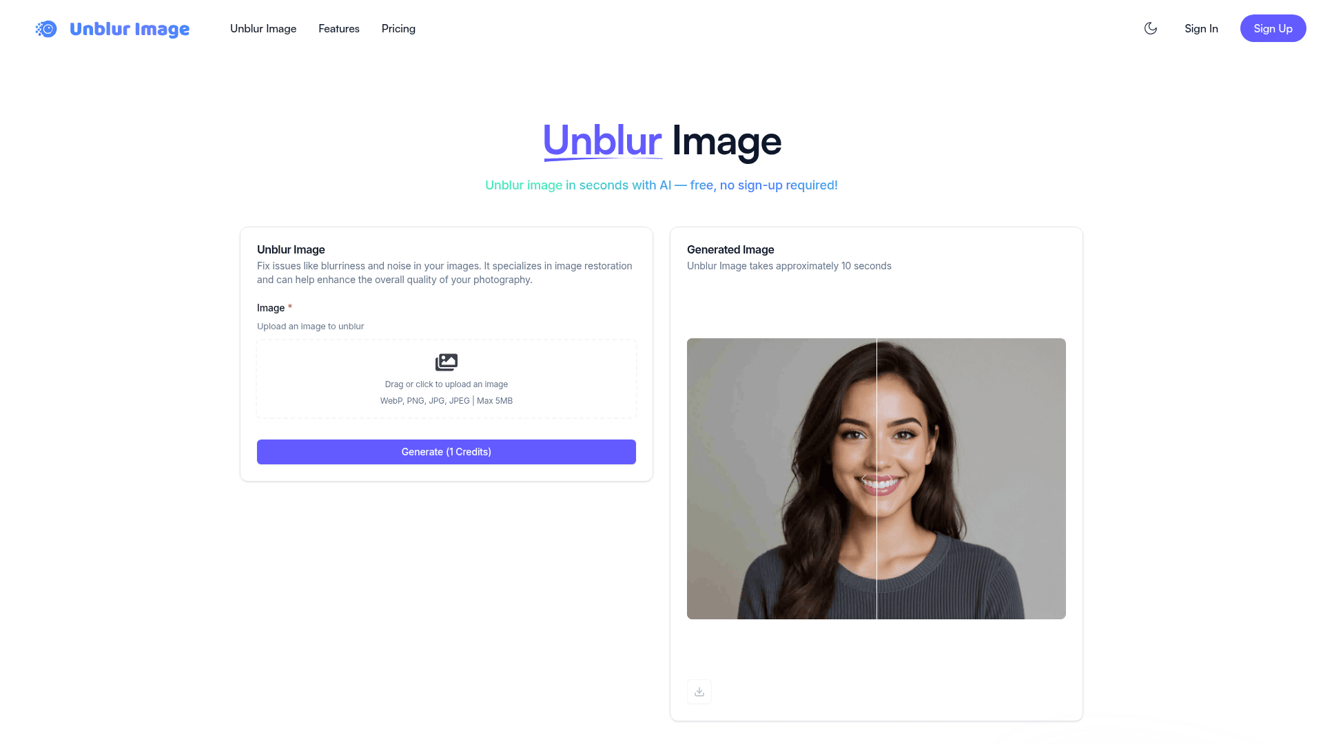 AI Image Unblur & Enhancement Tool - Product Image