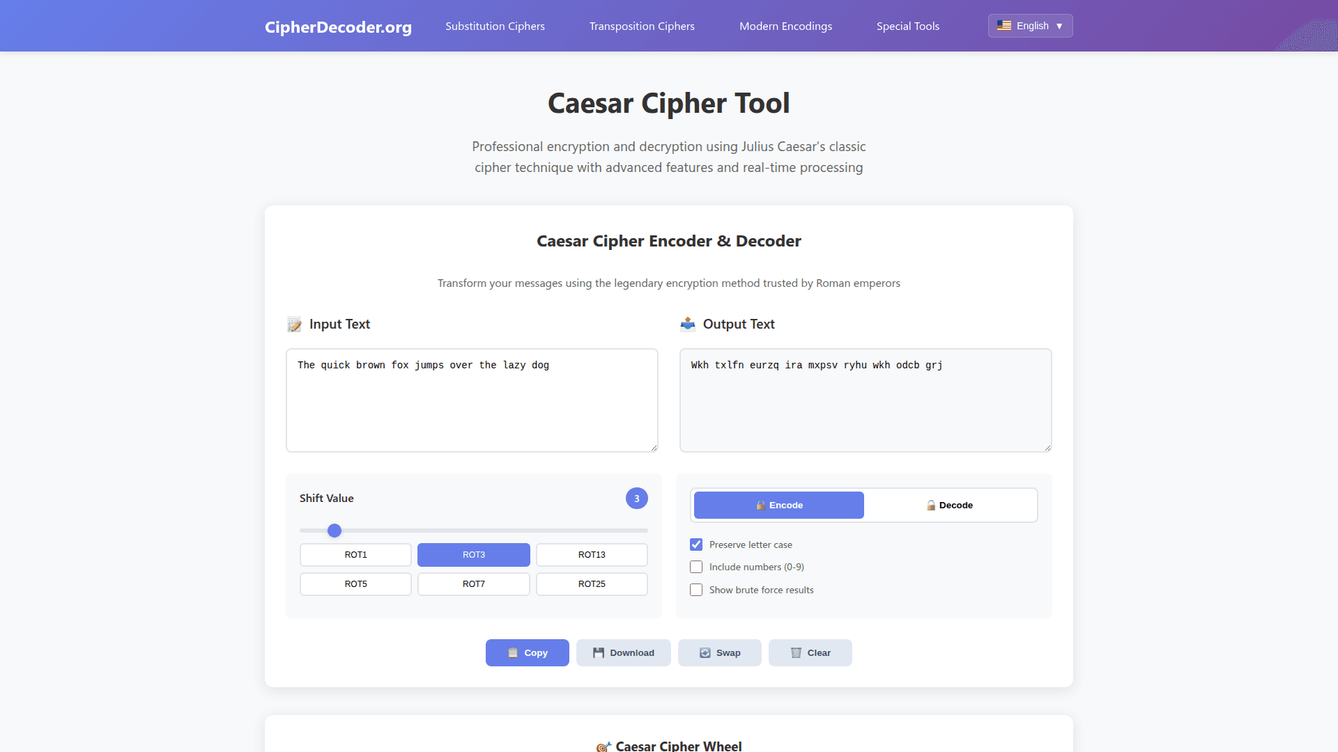 CipherDecoder.org - Online Cipher Tools