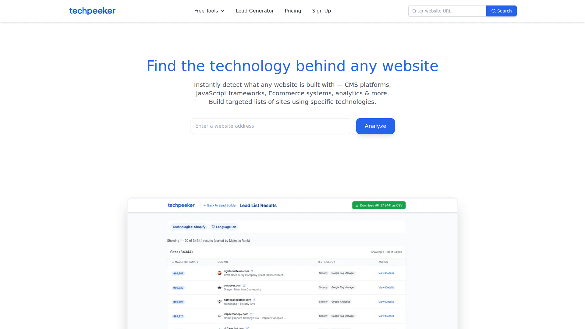 TechPeeker b2b technology lead lists