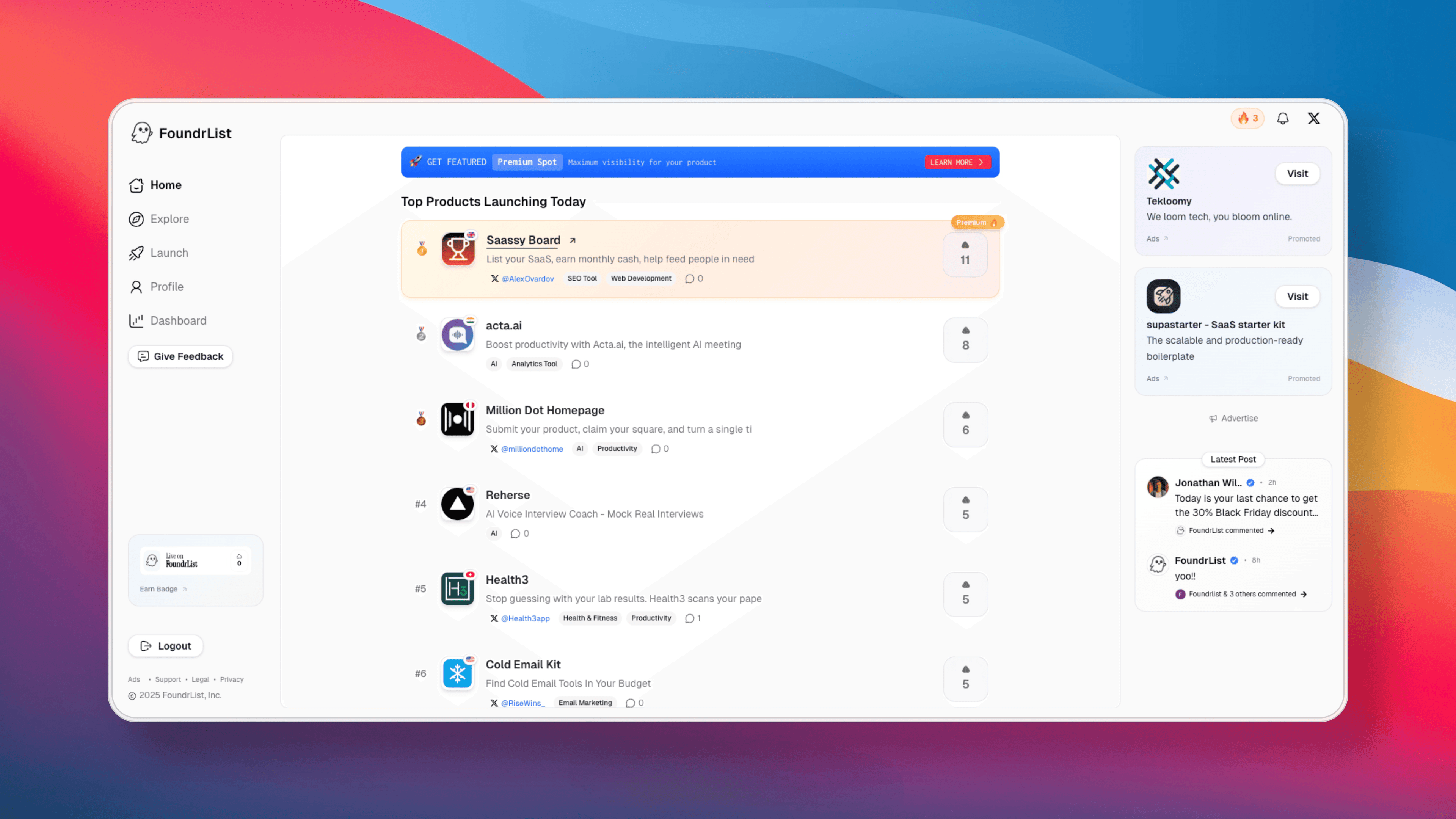 FoundrList - Startup Discovery Platform