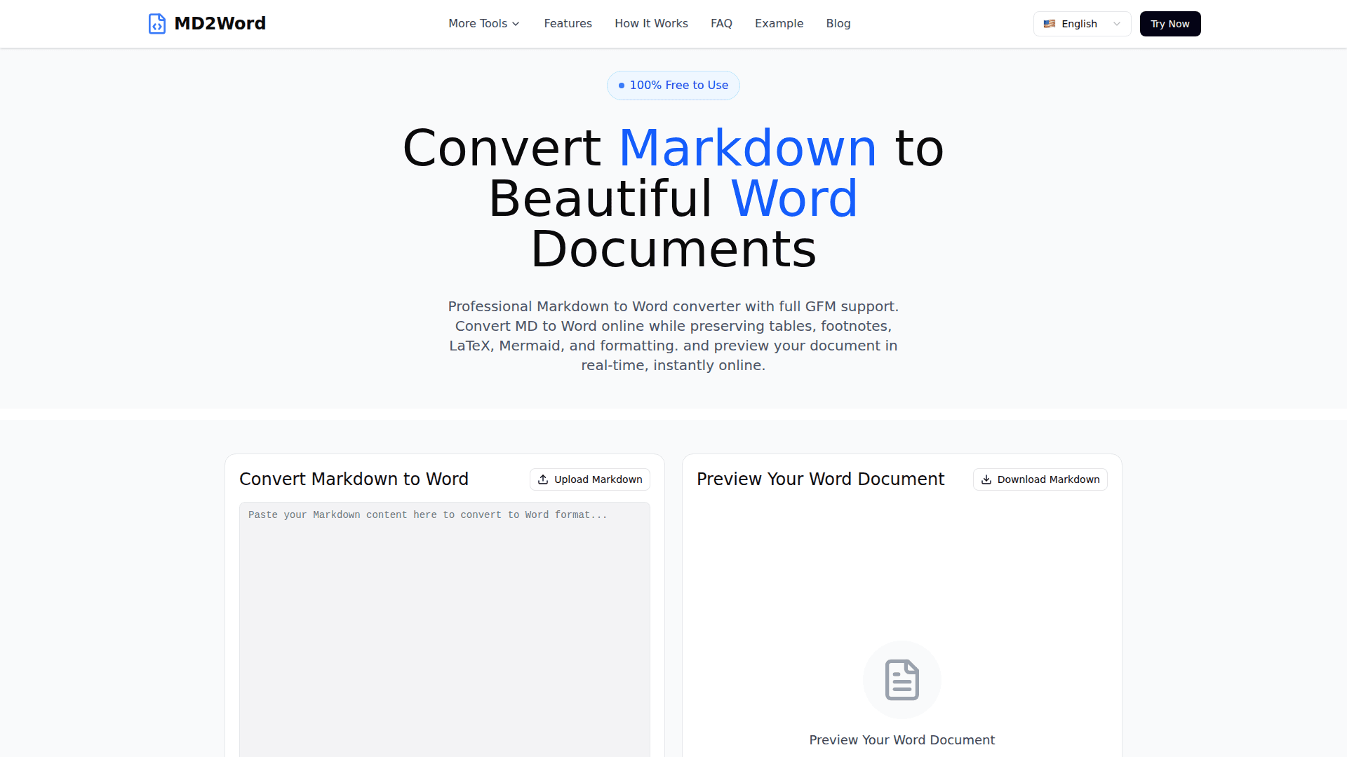 MD2Word: Markdown to Word Converter