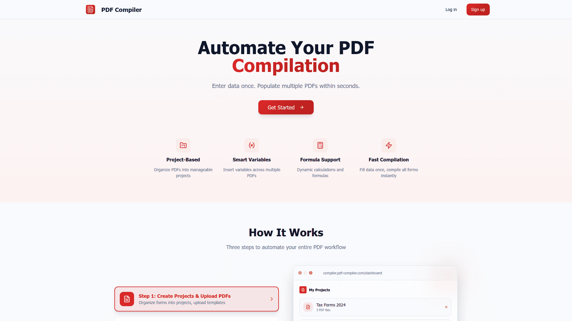 PDF Compiler Automation Tool product preview for startup listing on Aura++
