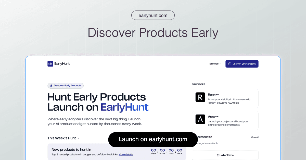 EarlyHunt - AI Weekly Launch Platform - Product Image