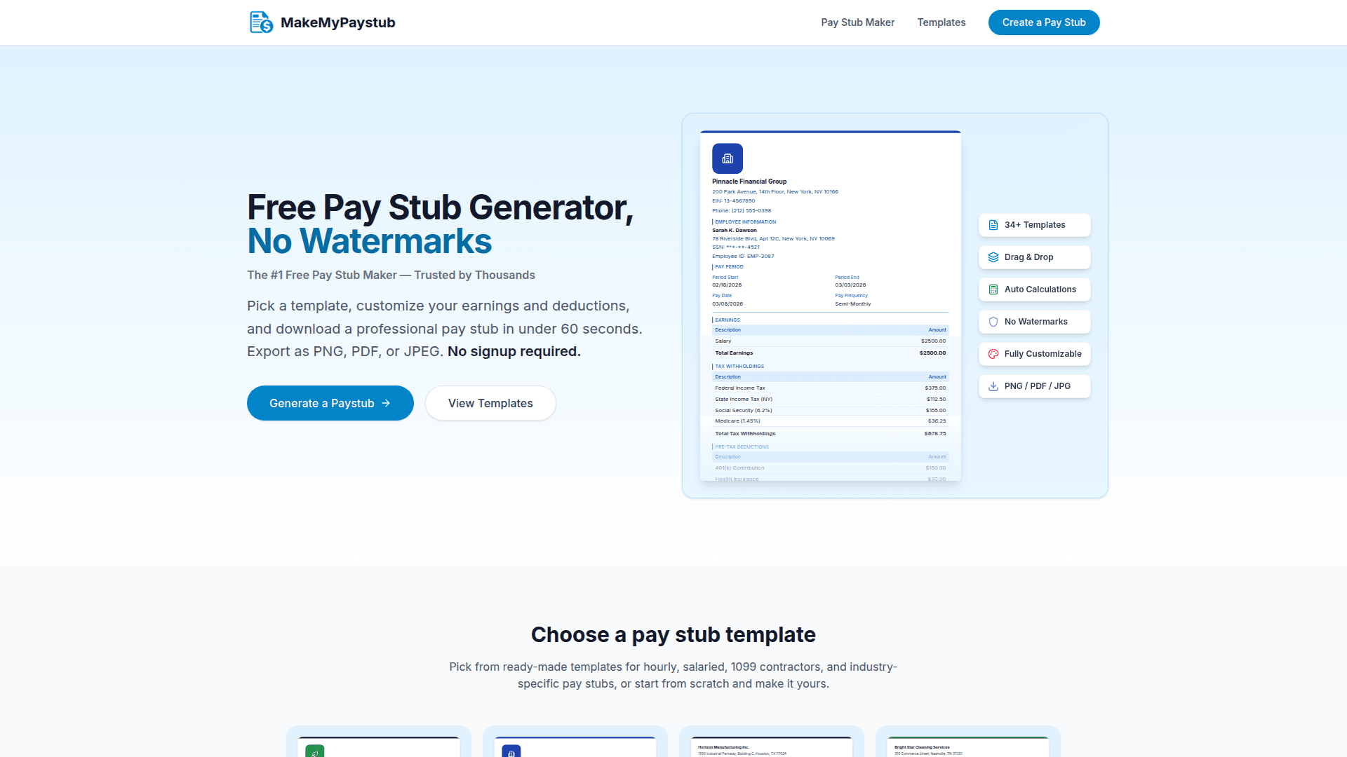MakeMyPaystub - Free Pay Stub Generator - Product Image