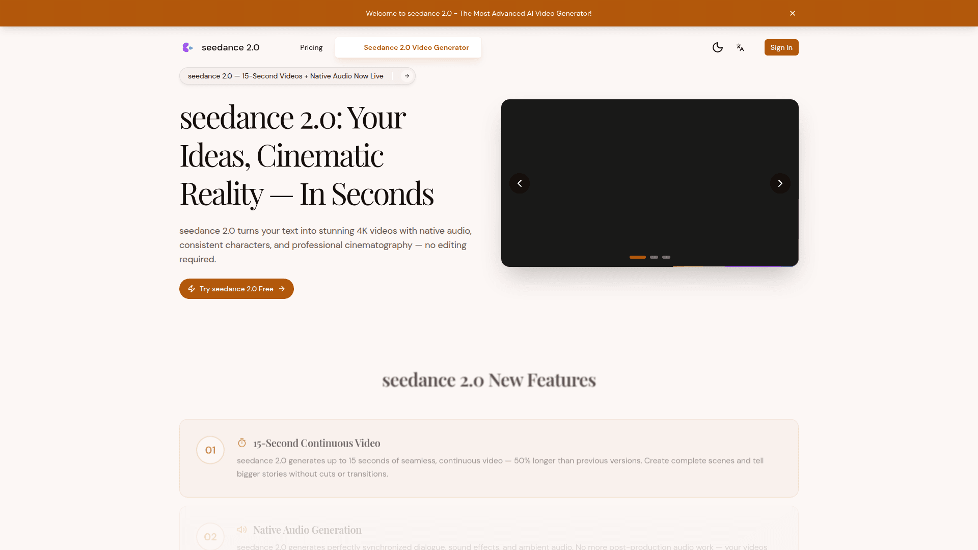 Seedance 2.0 Video Generator - Product Image