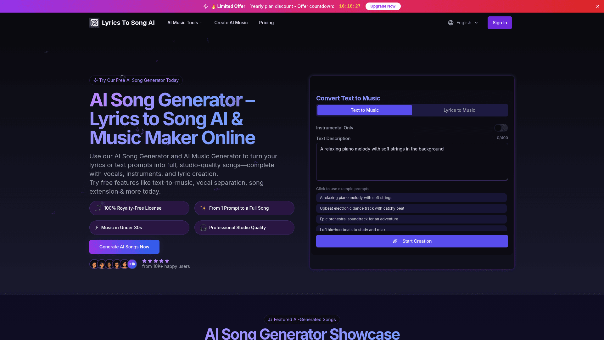 AI Music & Song Generator Platform - Product Image