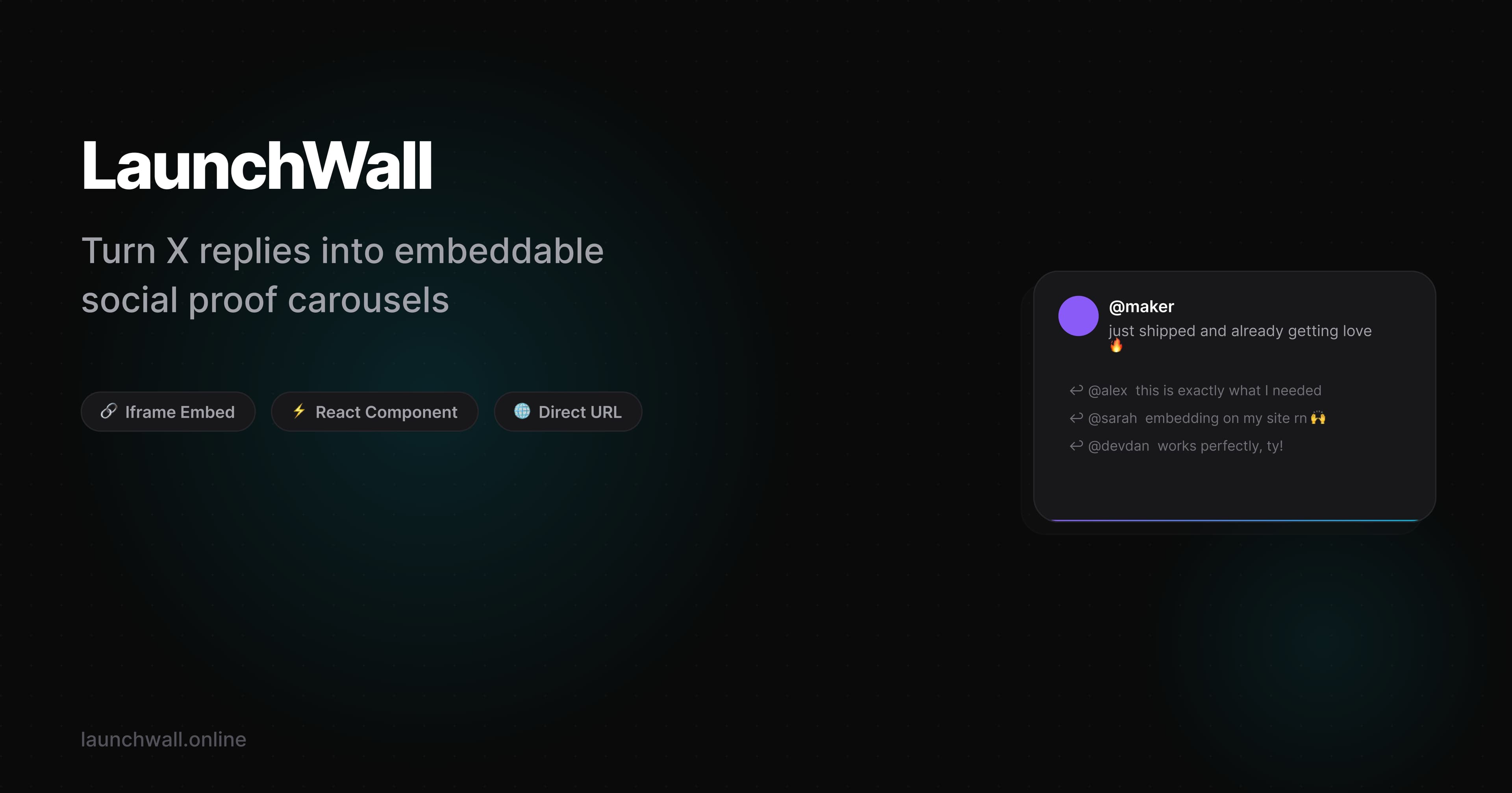 LaunchWall - Embeddable Social Proof Carousels