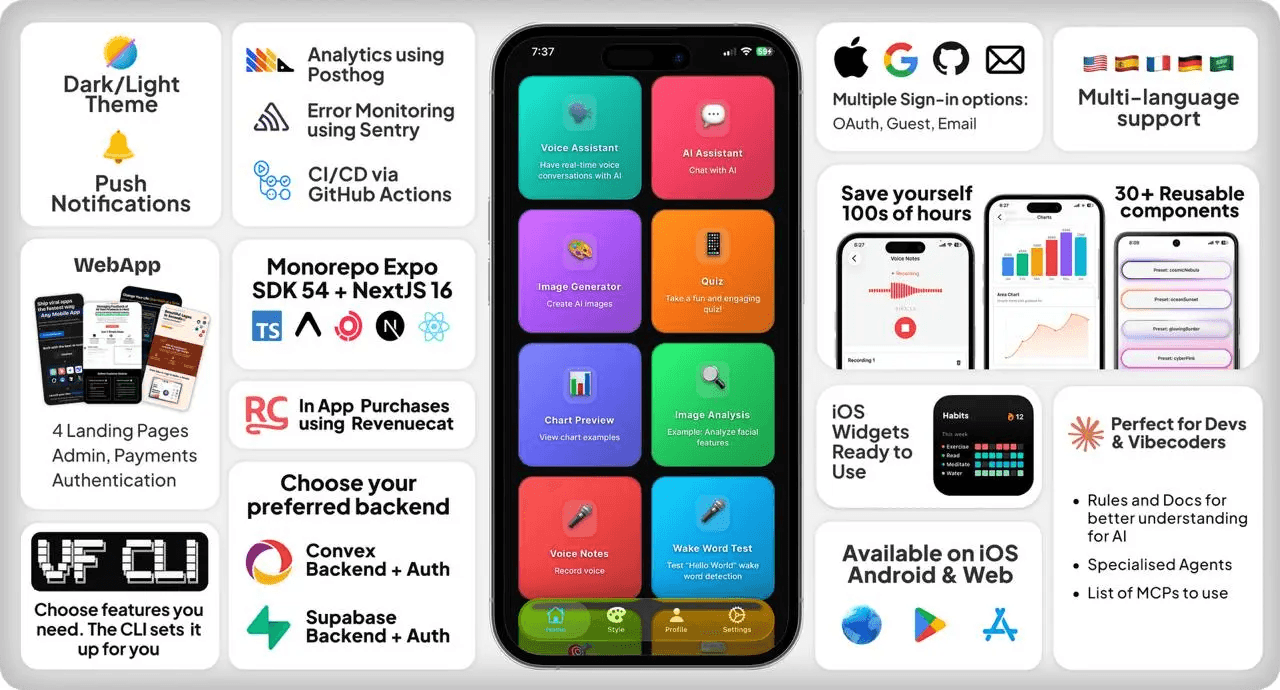 VibeFast React Native & Next.js Boilerplate - Product Image