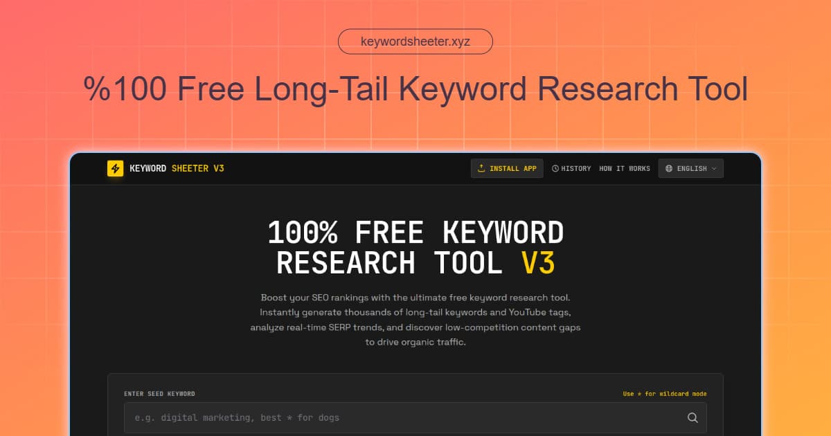 %100 Free Long-Tail Keyword Research & Generator Tool - Product Image