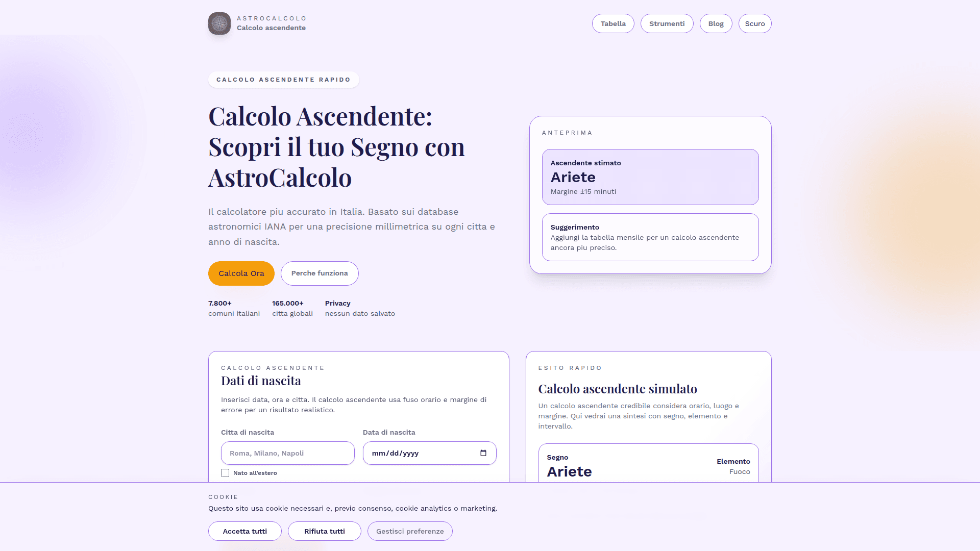 AstroCalcolo Ascendente Calculator - Product Image