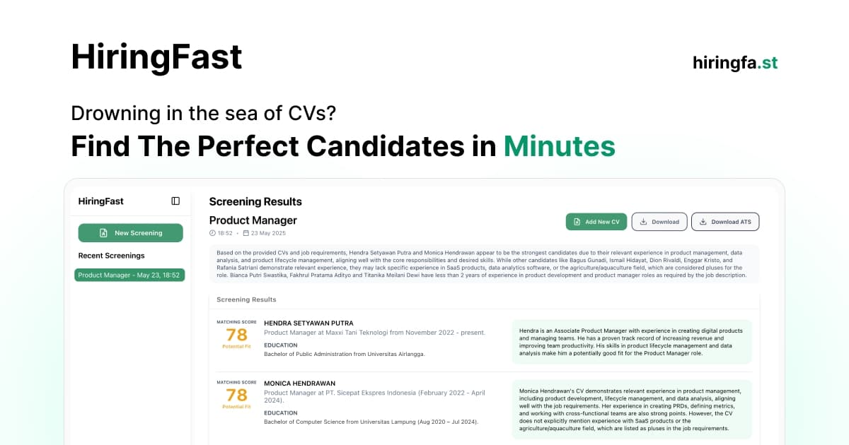 HiringFast AI Resume Screening Platform