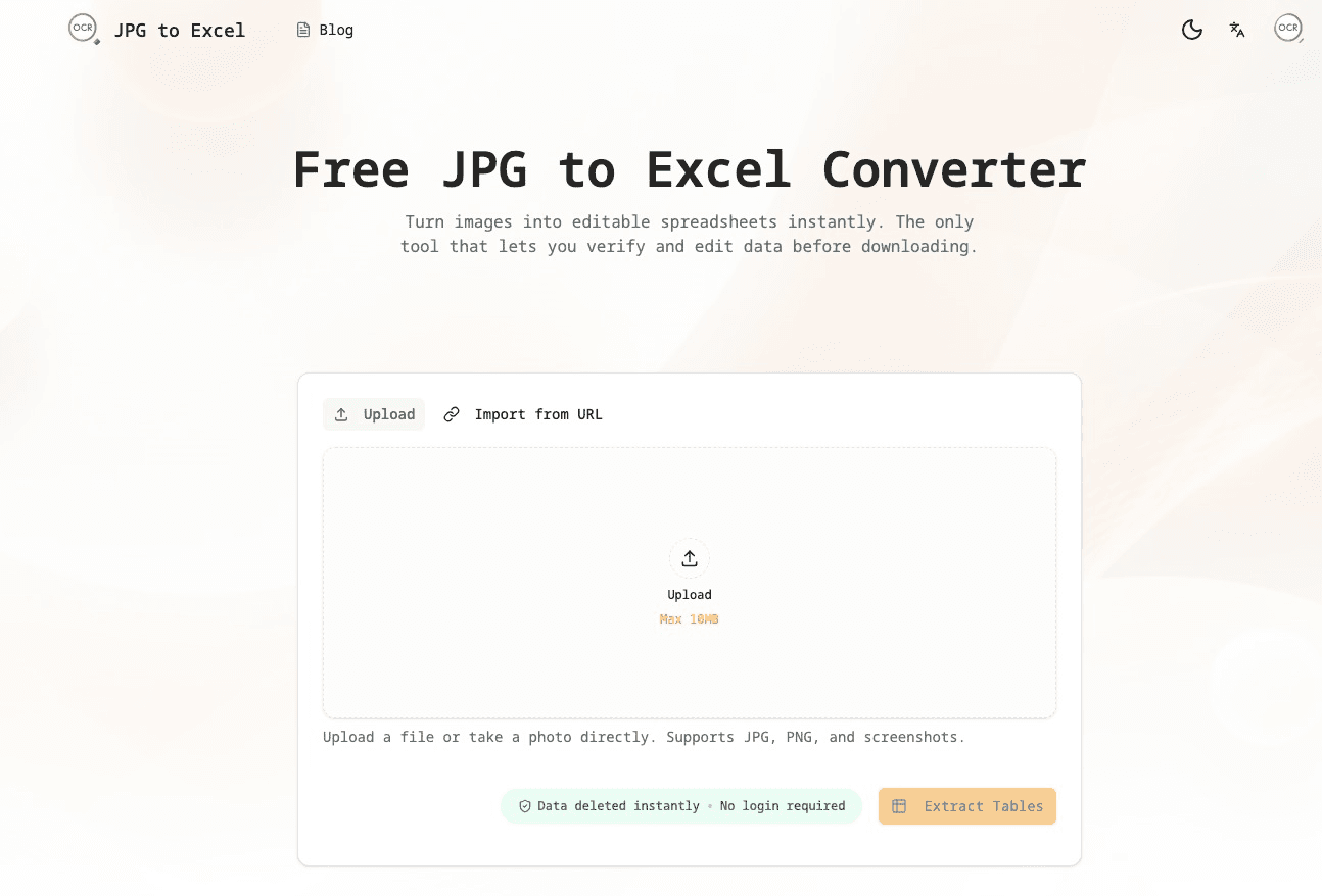 JPG to Excel Converter with AI