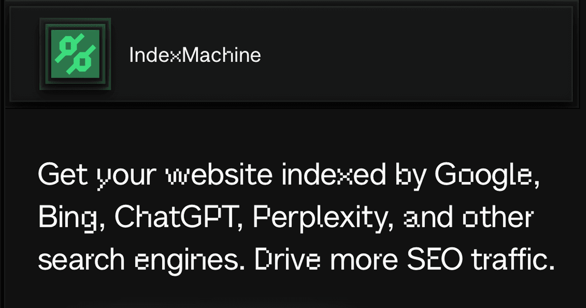 IndexMachine - Fast Website Indexing Tool product preview for startup listing on Aura++