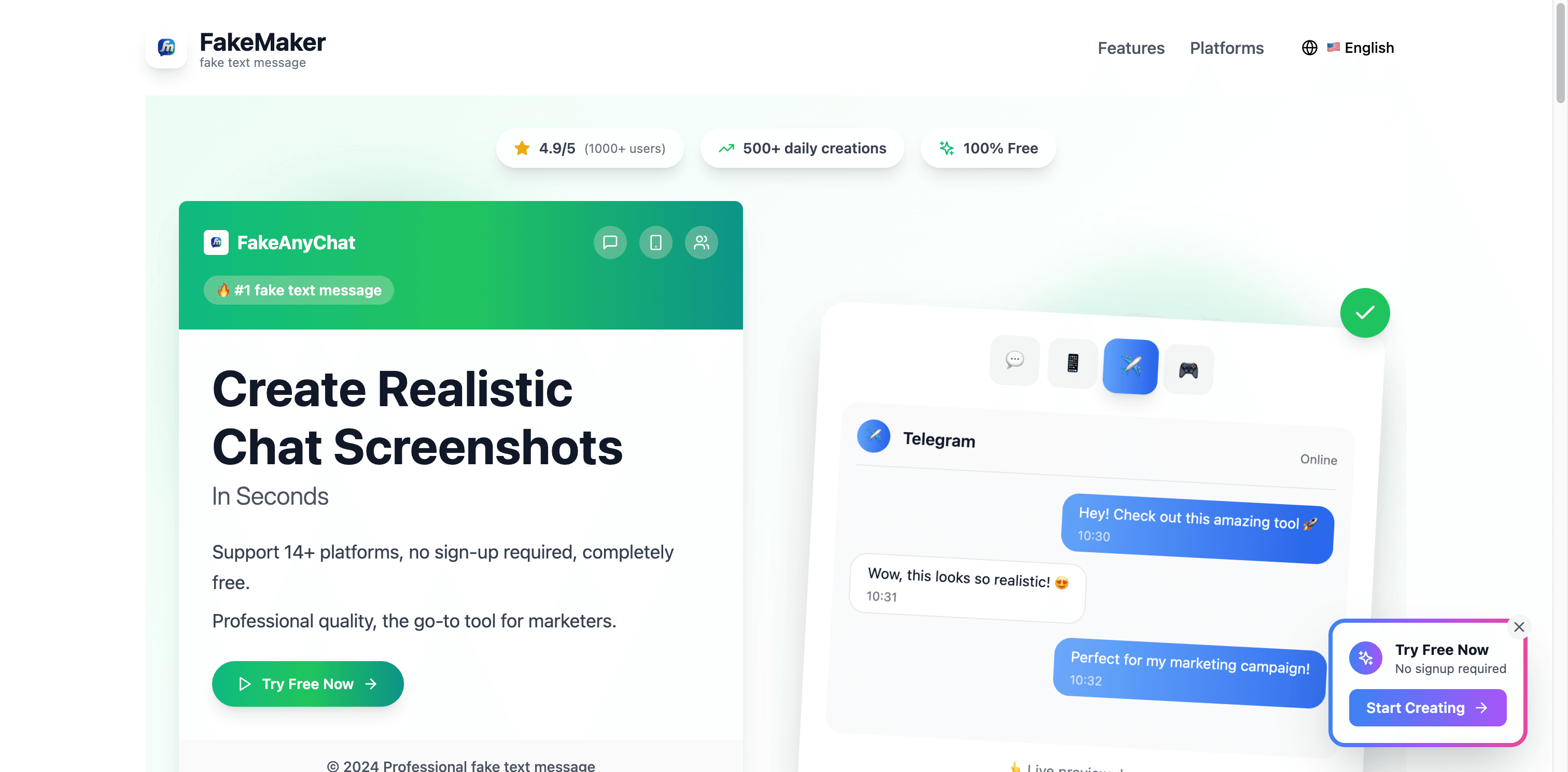 Fake Message Screenshot Generator