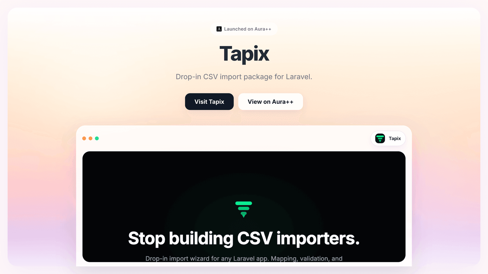 Tapix launch story featured image on Aura++