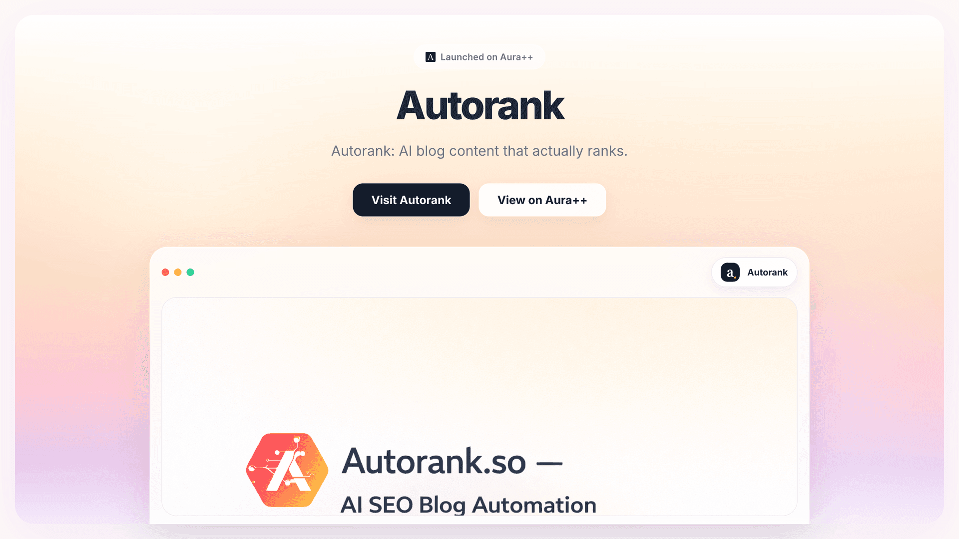 Autorank launch featured image on Aura++