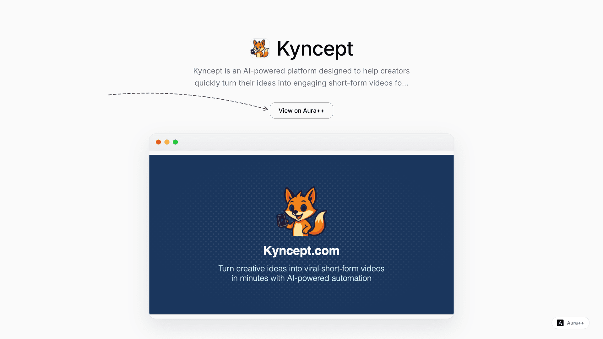 Kyncept - Viral Video Creator launch featured image on Aura++