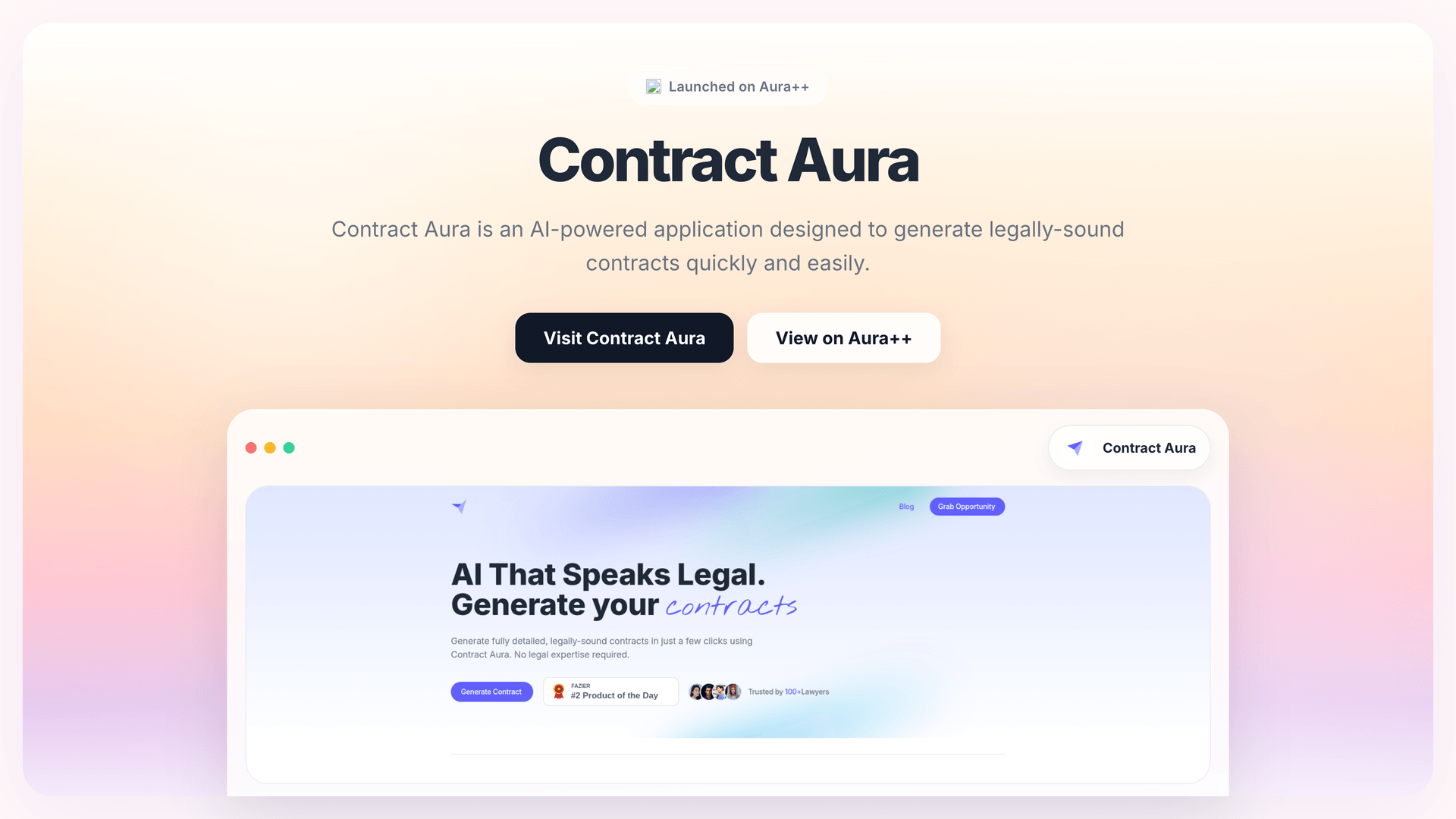 Contract Aura launch story featured image on Aura++