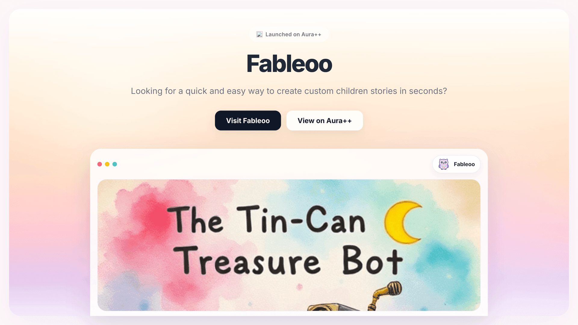 Fableoo  launch story featured image on Aura++