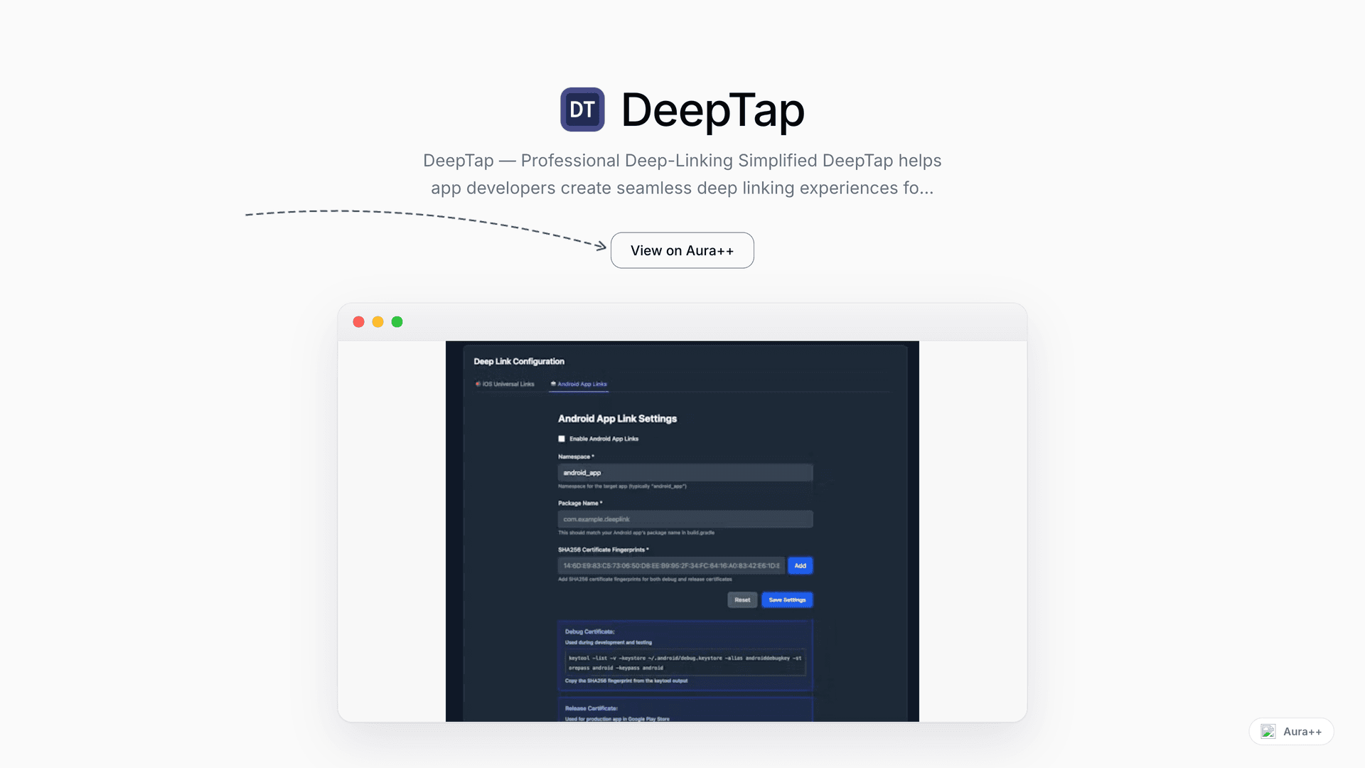 DeepTap launch story featured image on Aura++