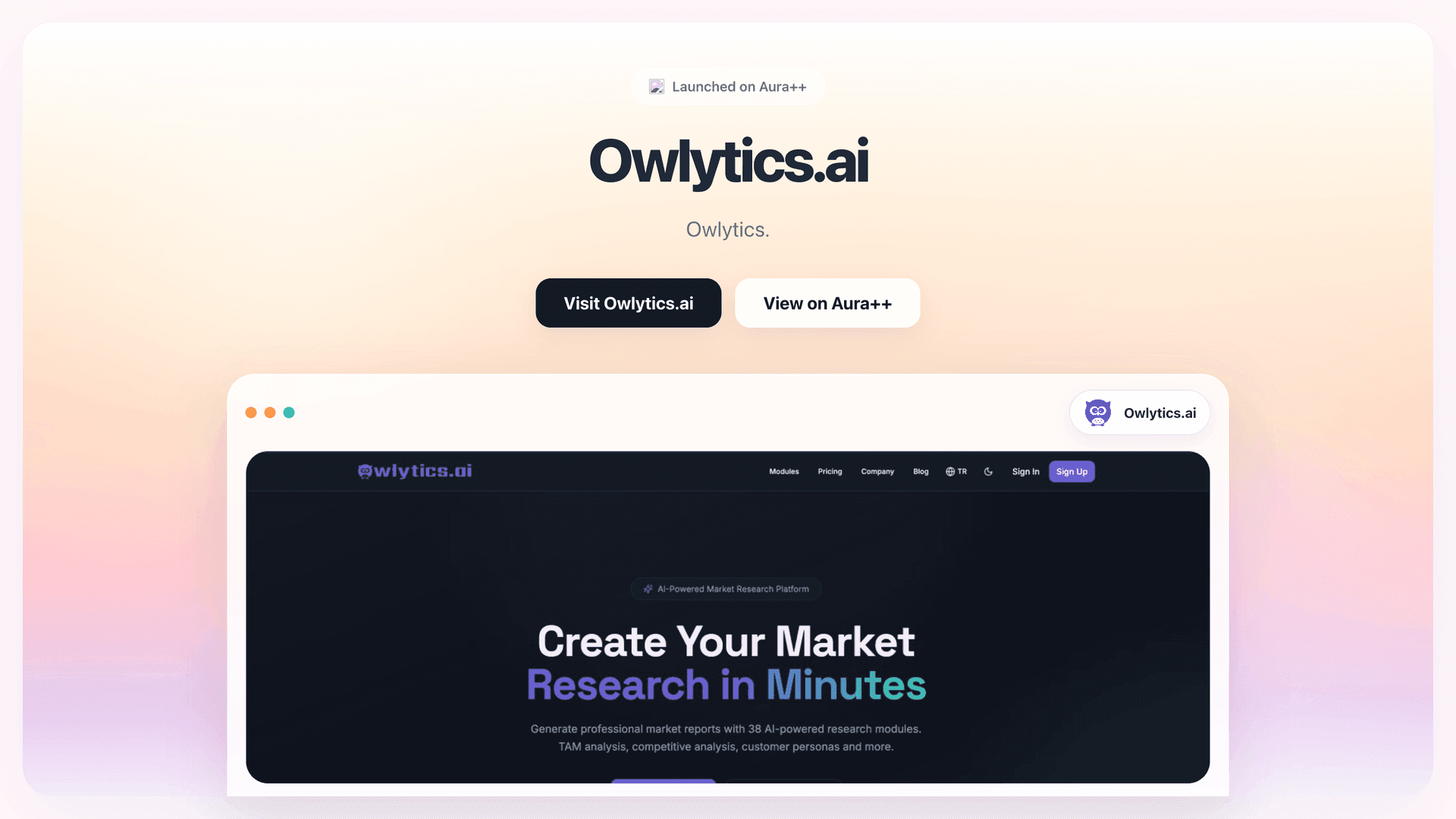 Owlytics.ai launch story featured image on Aura++