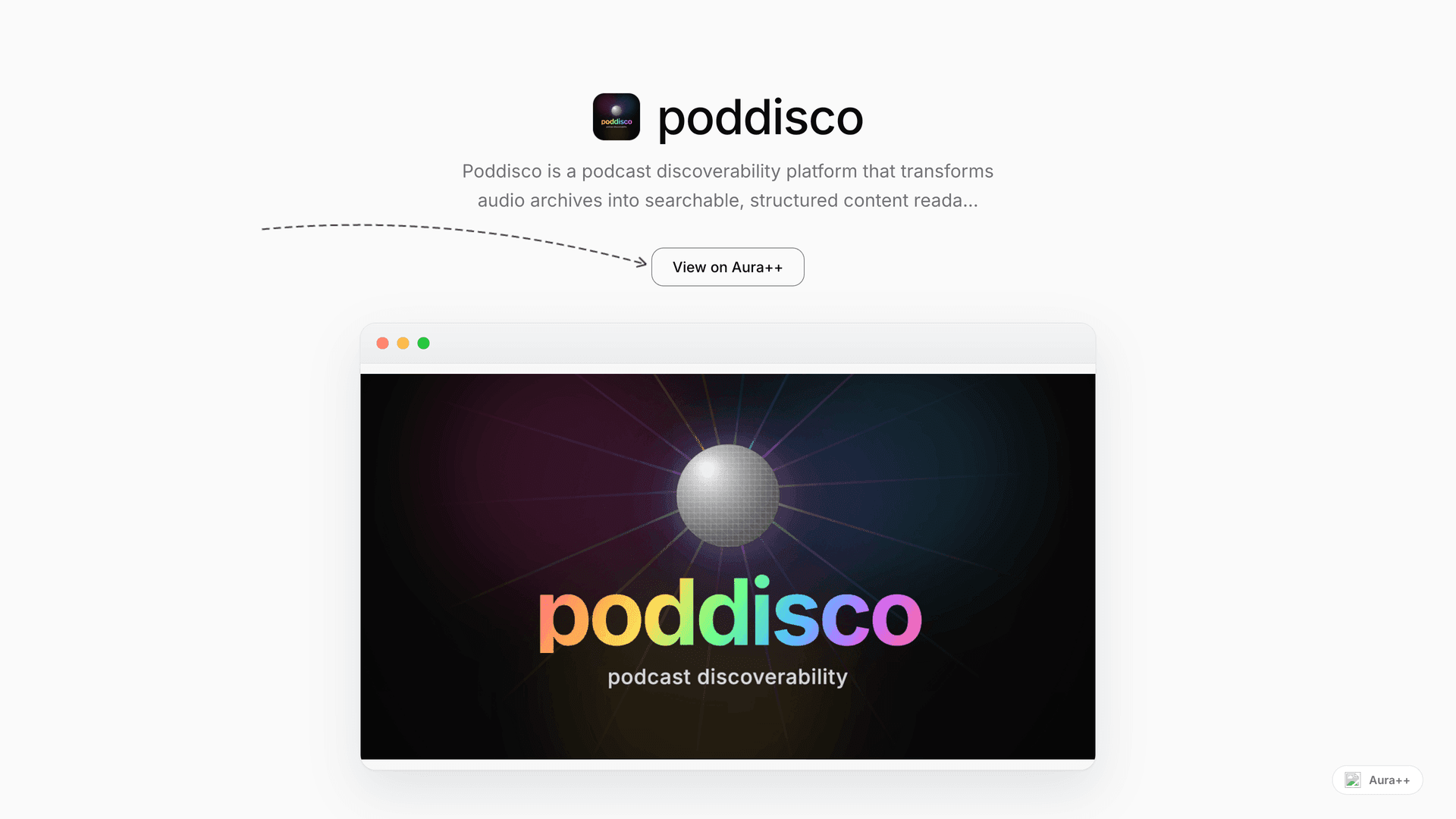 poddisco launch featured image on Aura++