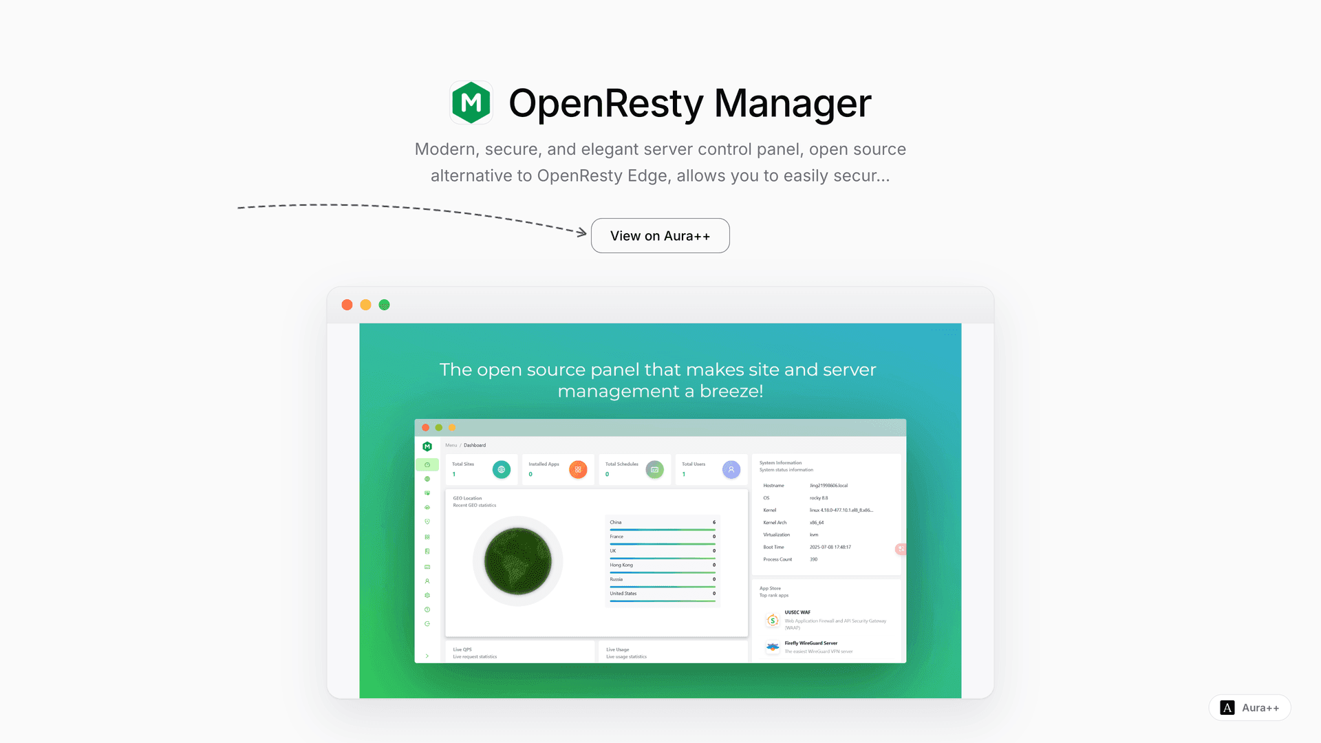 OpenResty Manager launch story featured image on Aura++
