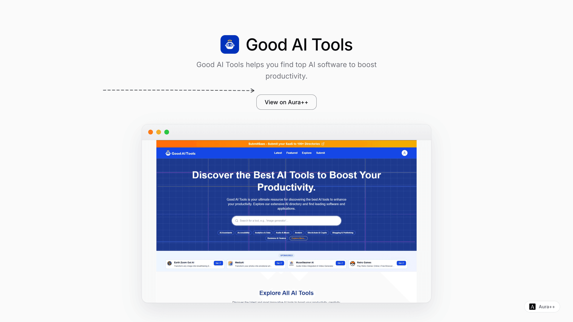 Good AI Tools launch story featured image on Aura++