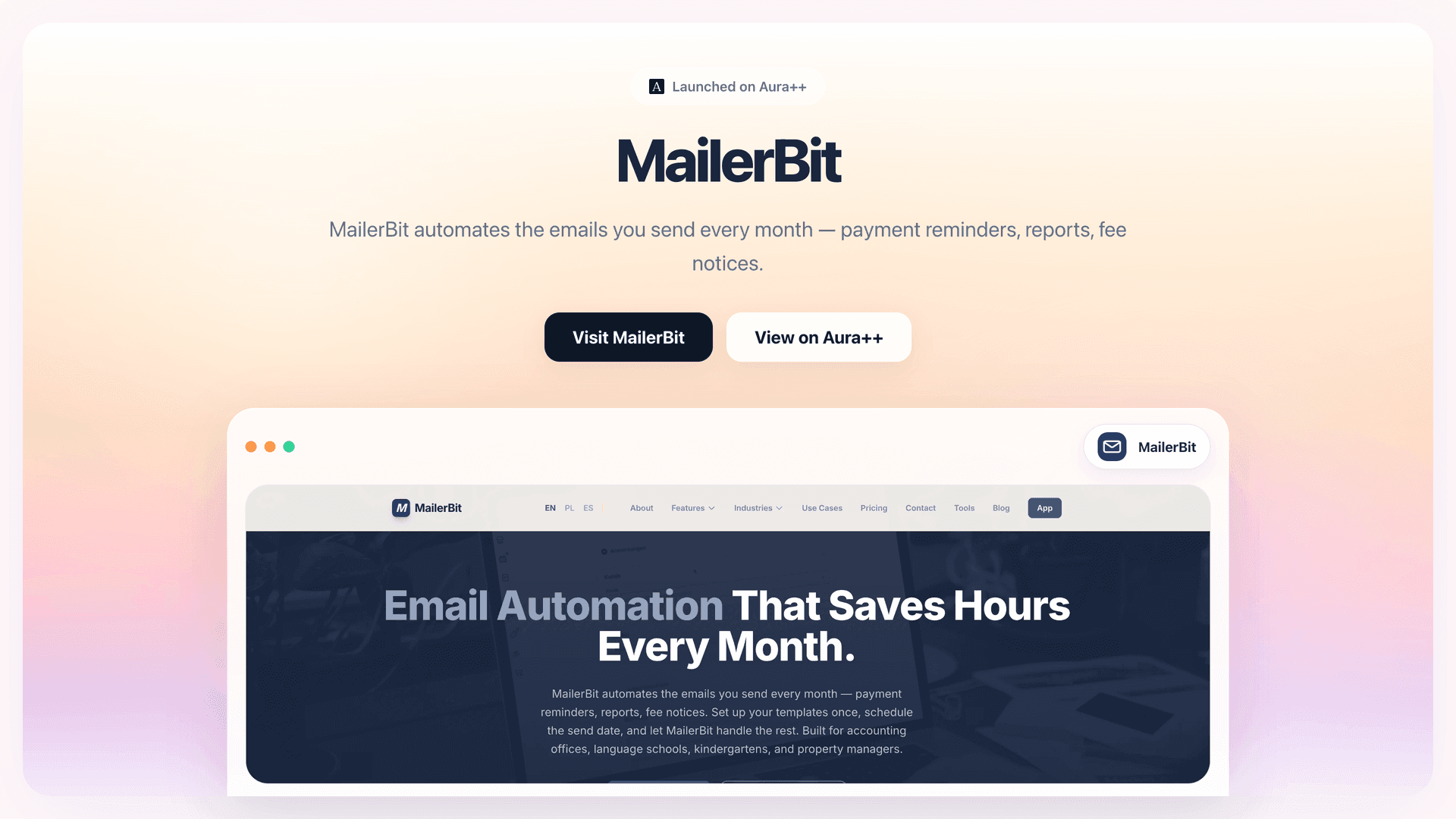 MailerBit  launch story featured image on Aura++