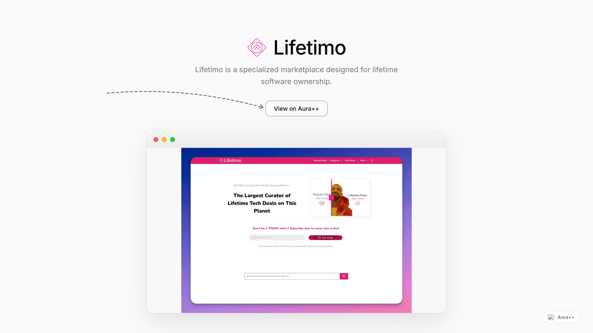 Lifetimo launch story featured image on Aura++