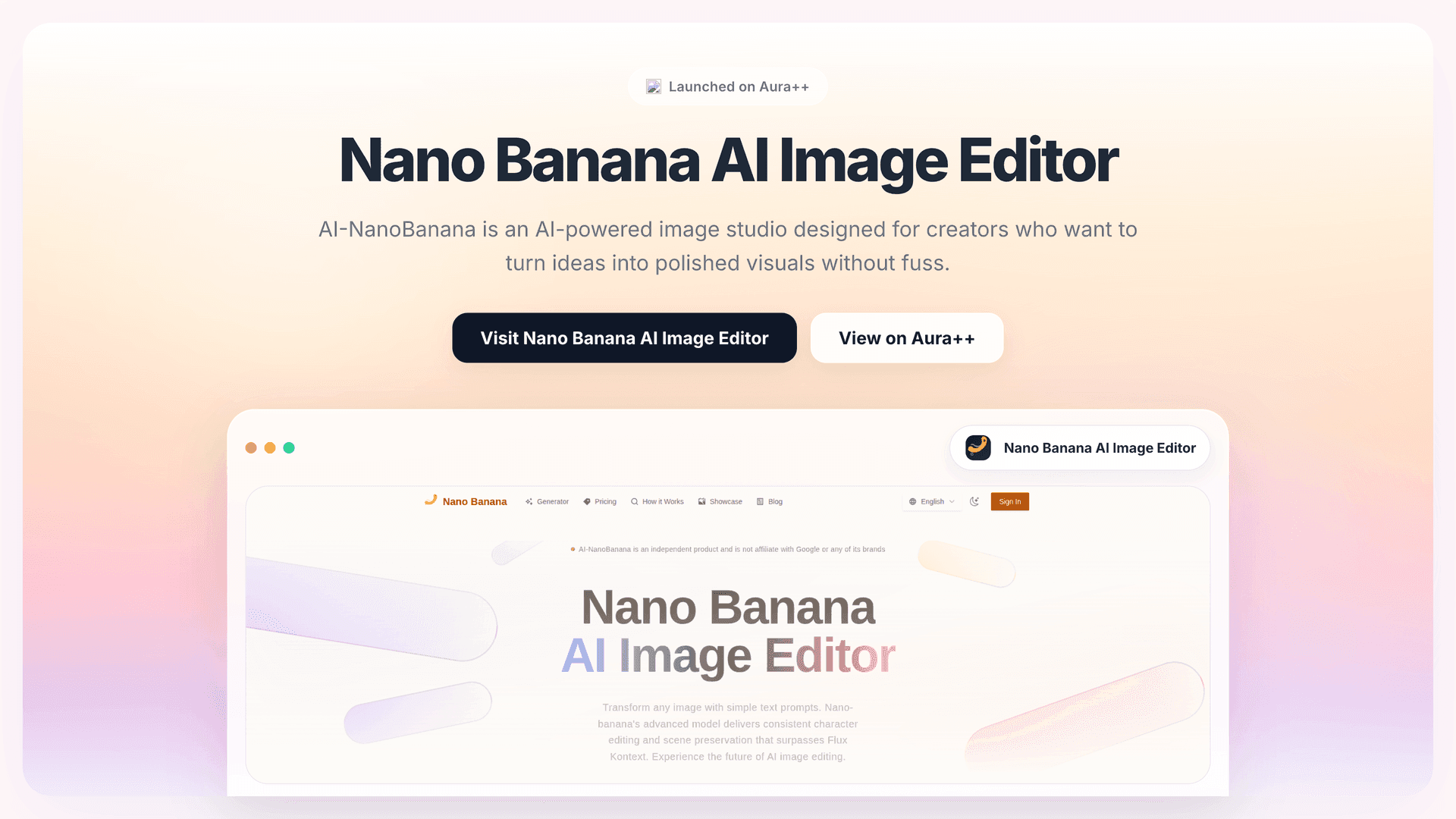 Nano Banana AI Image Editor launch story featured image on Aura++