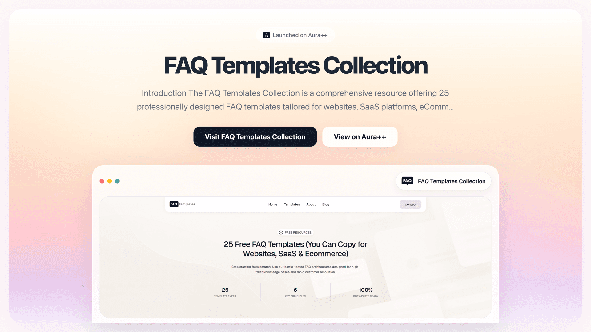 FAQ Templates Collection launch story featured image on Aura++
