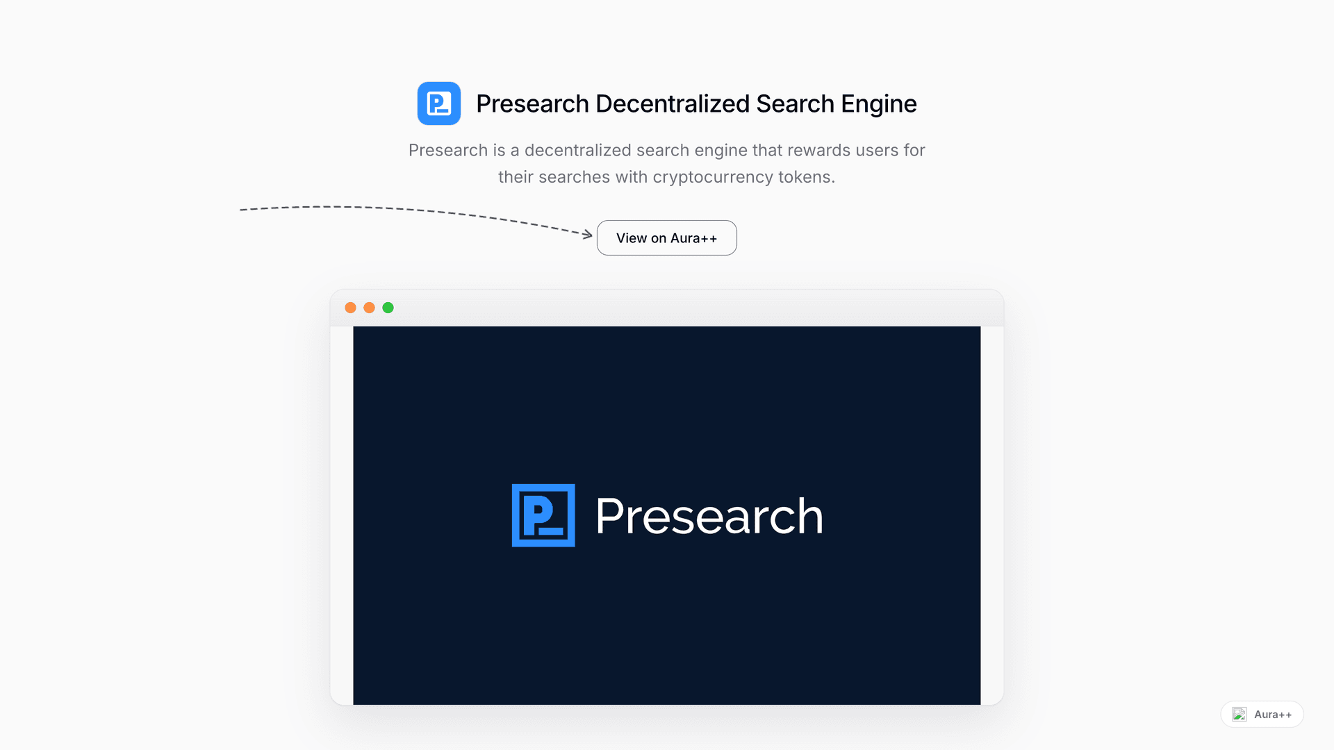 Presearch Decentralized Search Engine launch story featured image on Aura++