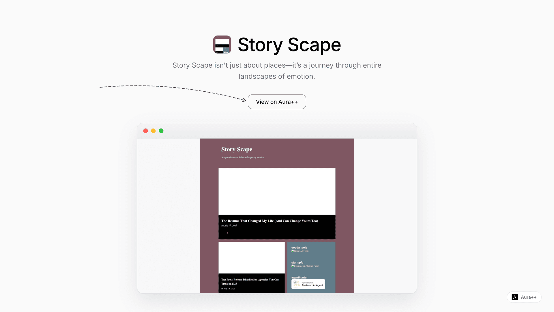Story Scape launch story featured image on Aura++