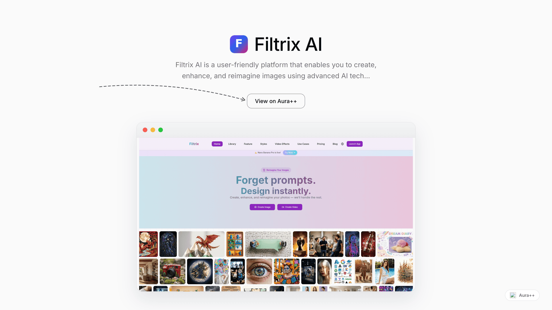 Filtrix AI launch story featured image on Aura++
