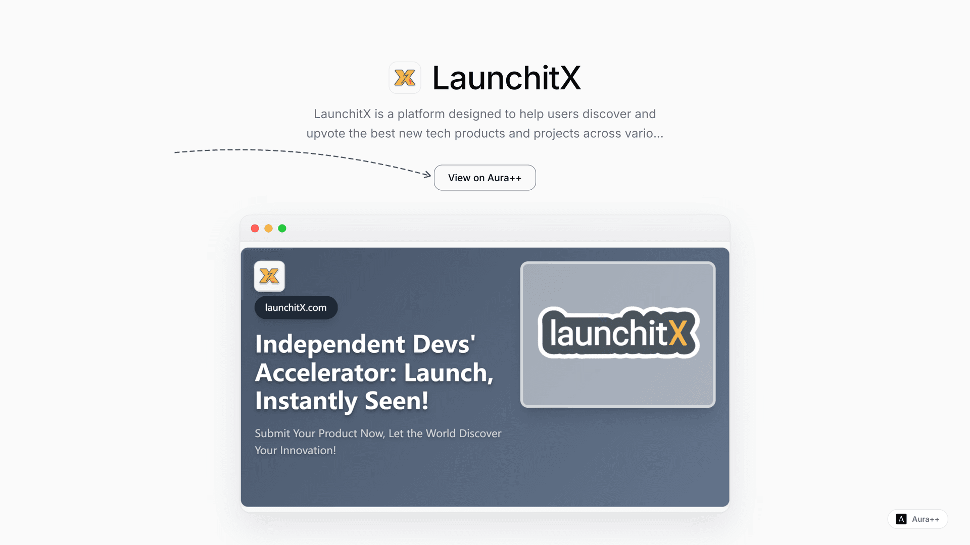LaunchitX - Discover Top Tech Projects launch story featured image on Aura++