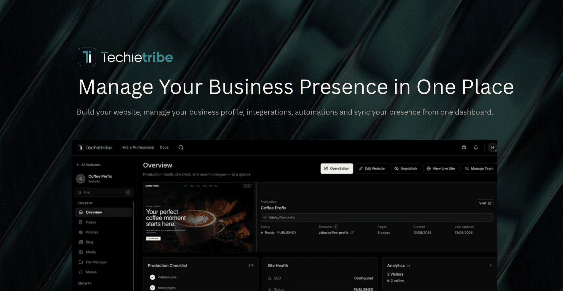 Techietribe AI product preview for startup listing on Aura++