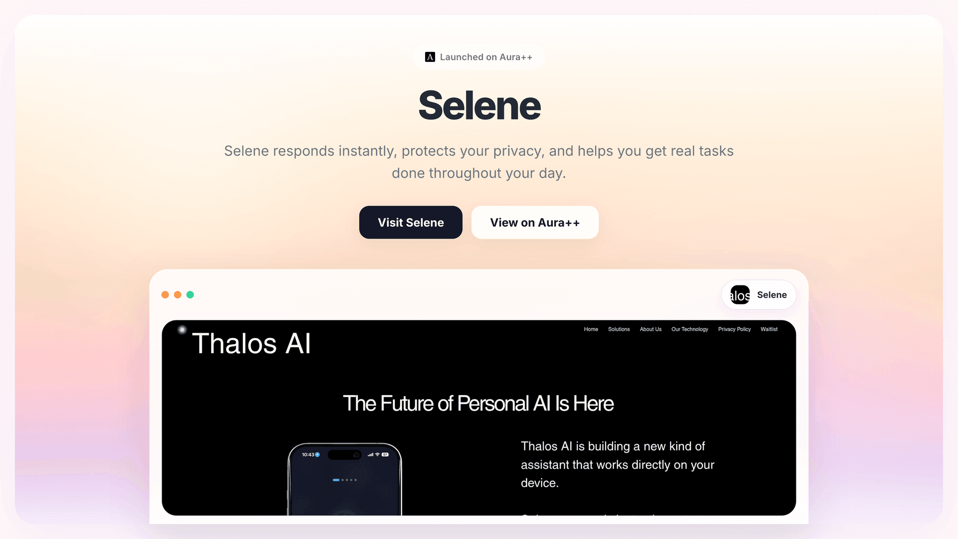 Selene launch story featured image on Aura++