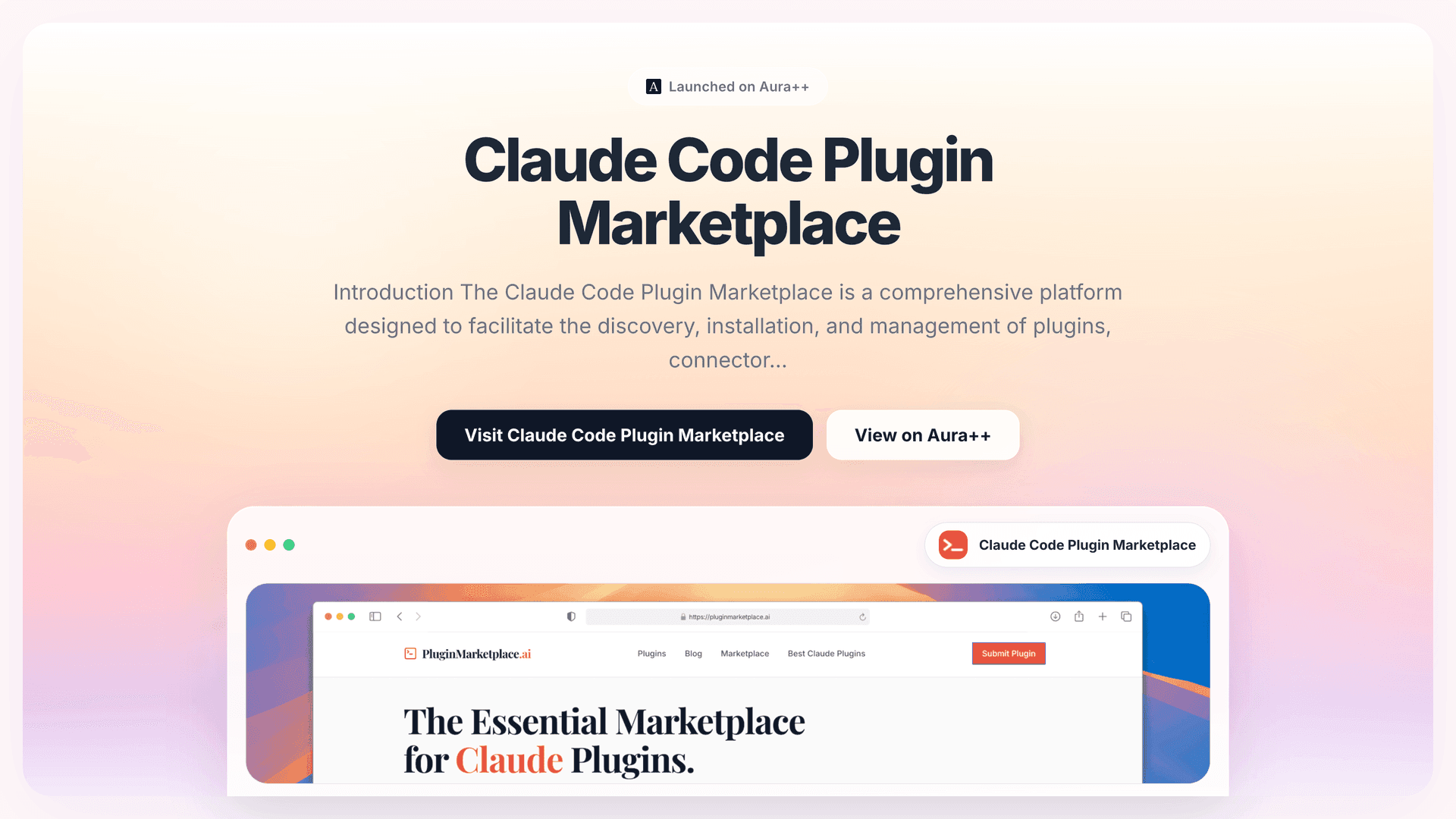 Claude Code Plugin Marketplace launch story featured image on Aura++