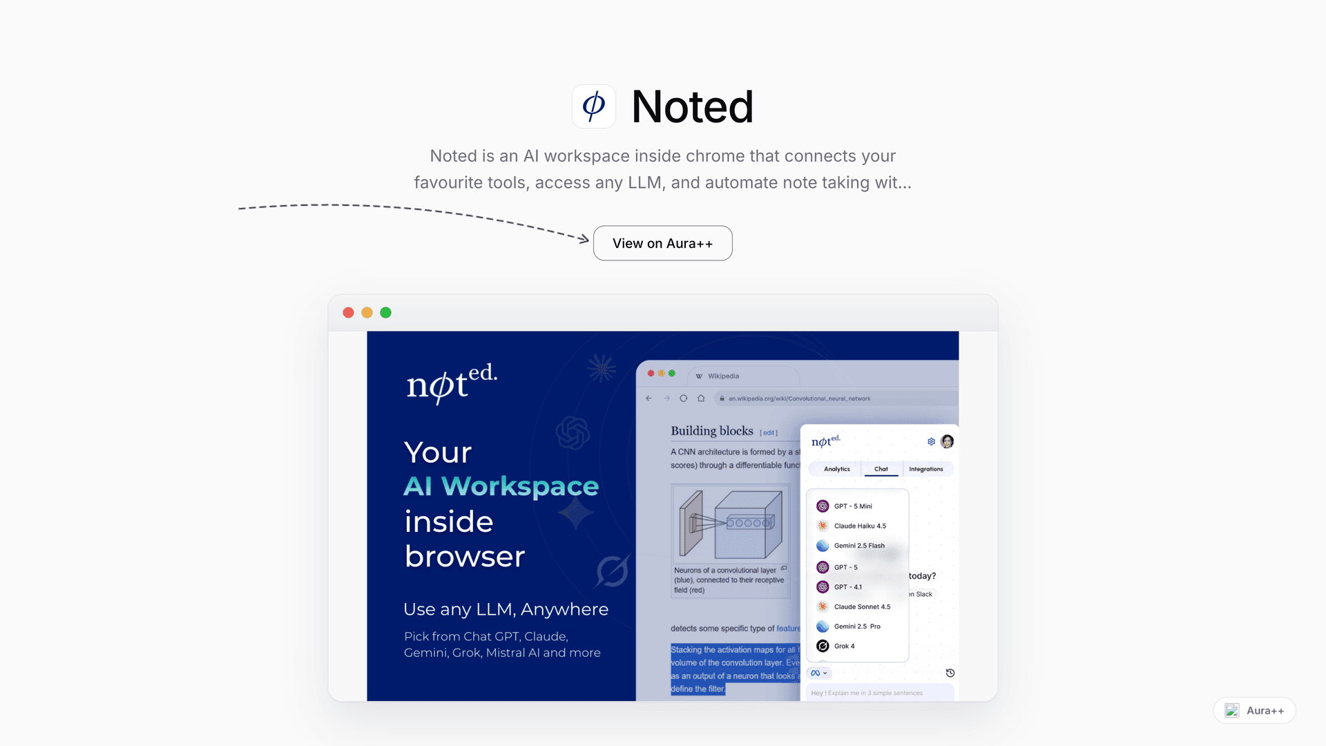 Noted launch story featured image on Aura++