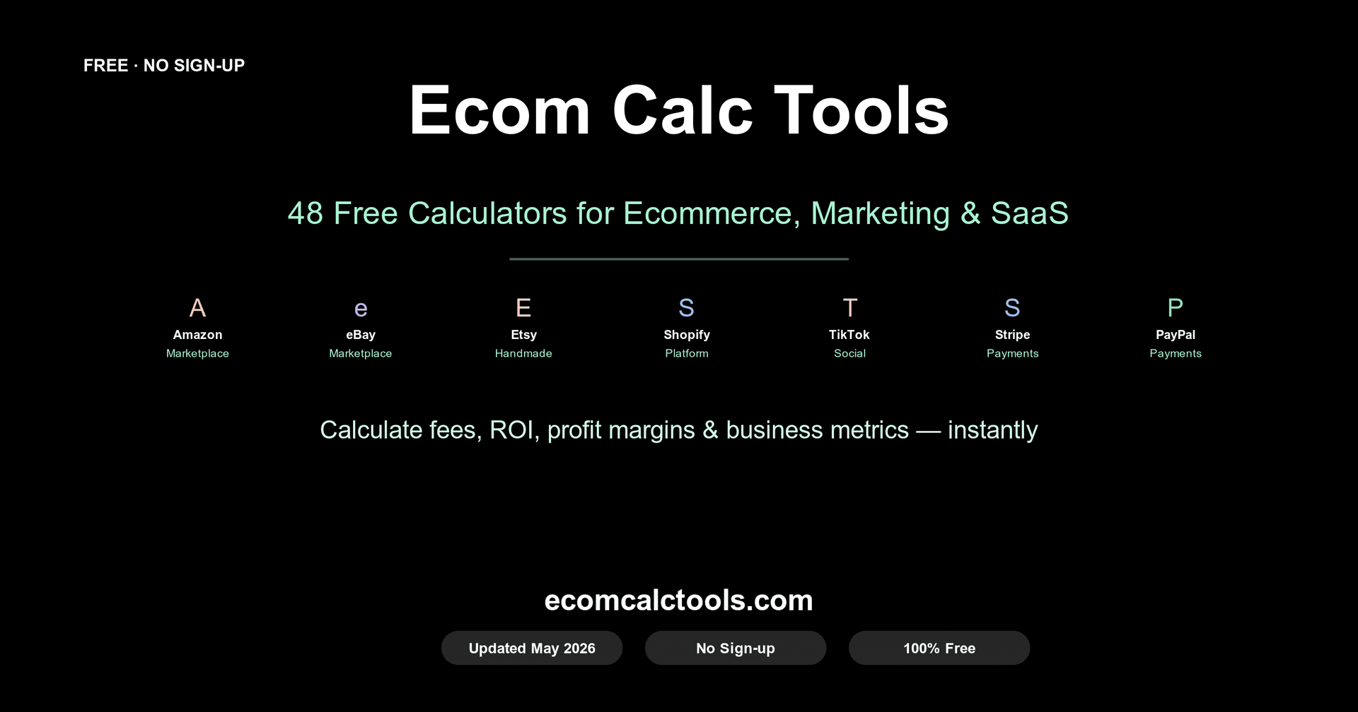 Ecommerce Profit & Fee Calculators product preview for startup listing on Aura++