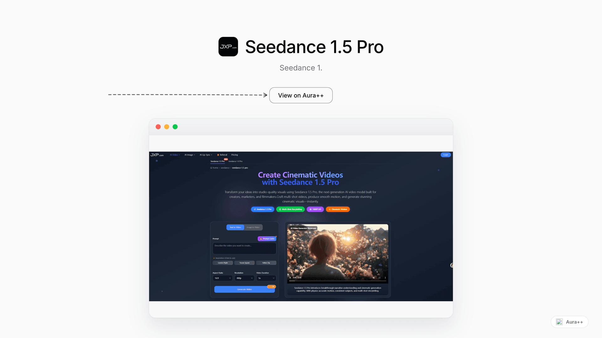 Seedance 1.5 Pro - AI Cinematic Video Generator launch story featured image on Aura++