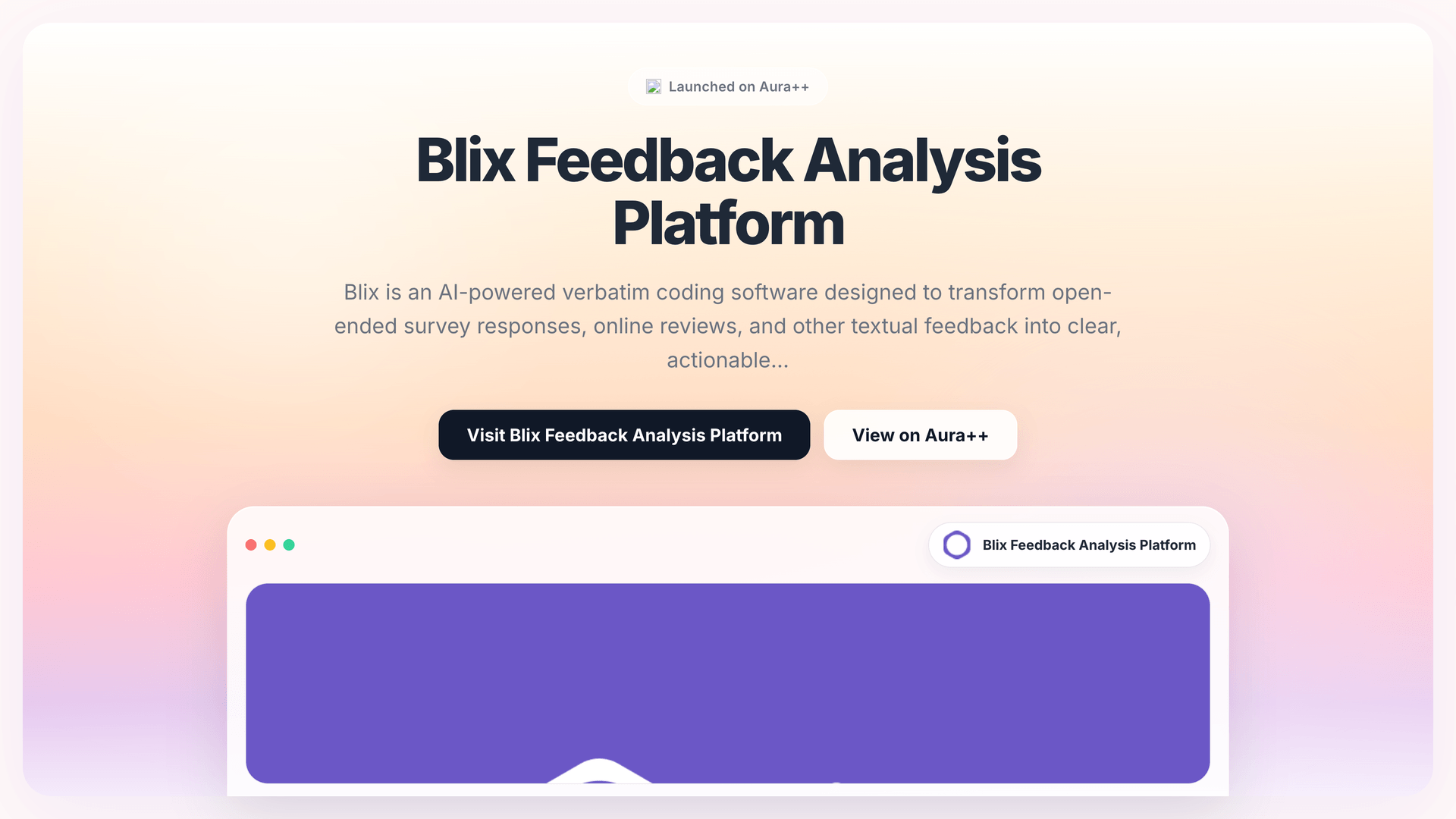 Blix Feedback Analysis Platform launch story featured image on Aura++