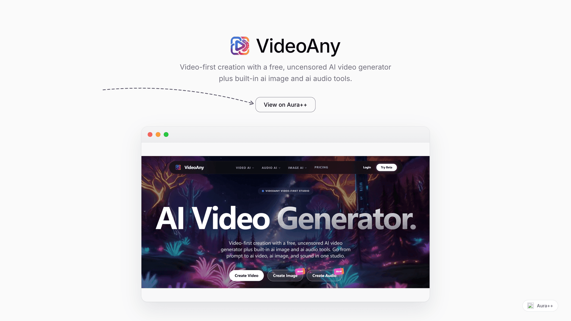 VideoAny launch story featured image on Aura++
