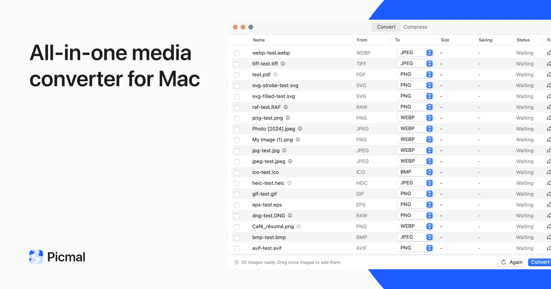 Picmal: Offline File Converter & Compressor product preview for startup listing on Aura++