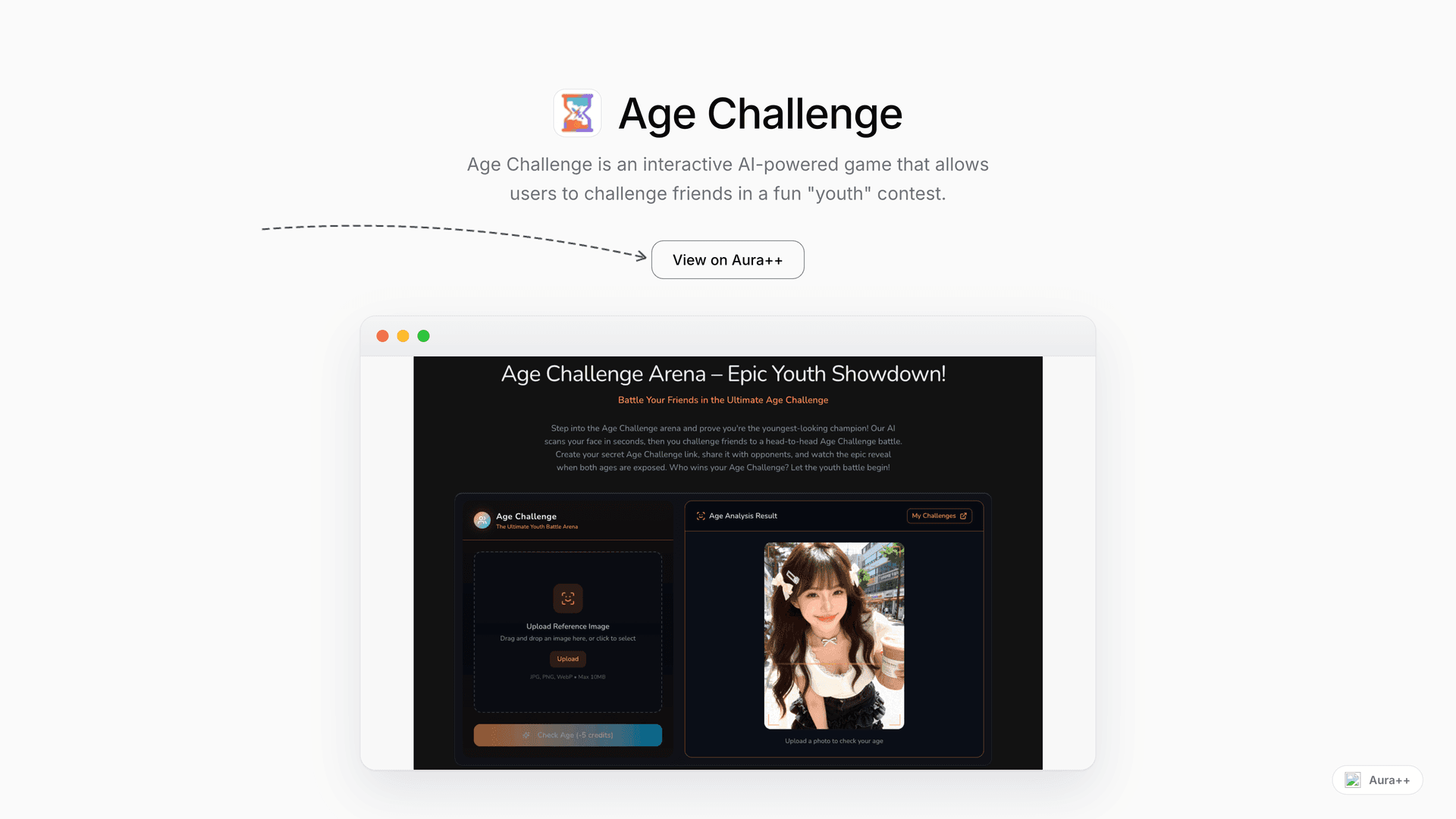 Age Challenge: Youth Face-Off Game launch featured image on Aura++